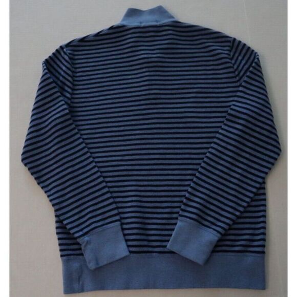 Polo Ralph Lauren Men Sz L Royal Blue Striped Knit 1/4 Zip Pullover Sweater $165 - Picture 3 of 7